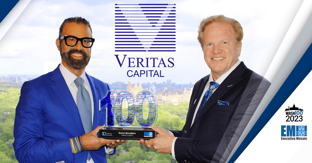 Executive Mosaic’s Jim Garrettson Visits Veritas Capital’s Ramzi Musallam in NYC to Deliver 2023 Wash100 Award